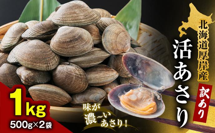 ☆あさりさん☆専用＊BIG BAGまとめ売り＊2セットまとめ売り＊ あさり 訳あり 北海道 厚岸産 砂出し済み 活あさり 500g×2 (合計1kg