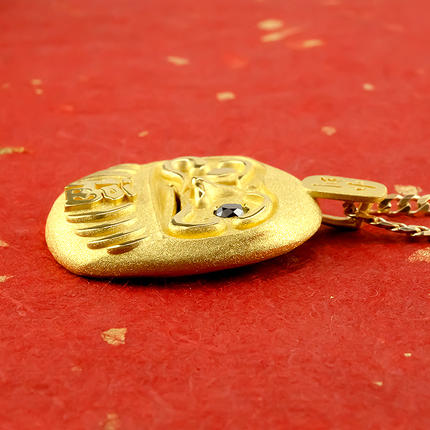 24金 純金 ペンダントトップ だるま ブラックダイヤモンド 24K 管理