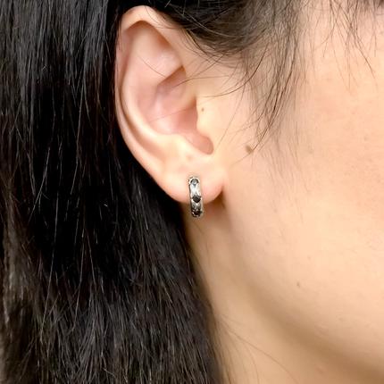 プラチナ ピアス 片耳用 ブラックダイヤモンド フープピアス 管理番号