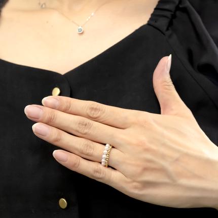 18金 リング フリーサイズ あこや真珠 指輪 18k K18 パール アコヤ