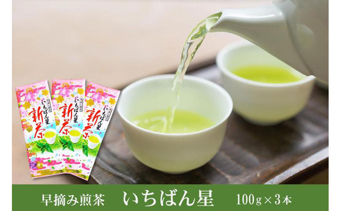京都府宇治田原町のふるさと納税 早摘み煎茶いちばん星100ｇ入×3本　宇治茶の木谷製茶場　〈 煎茶 お茶 茶 緑茶 新茶 茶葉 お茶葉 早摘み いちばん星 宇治 〉 加工食品