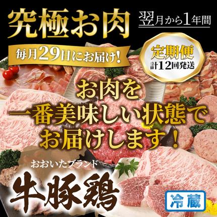 毎月29日にお届け!究極お肉1年間定期便/