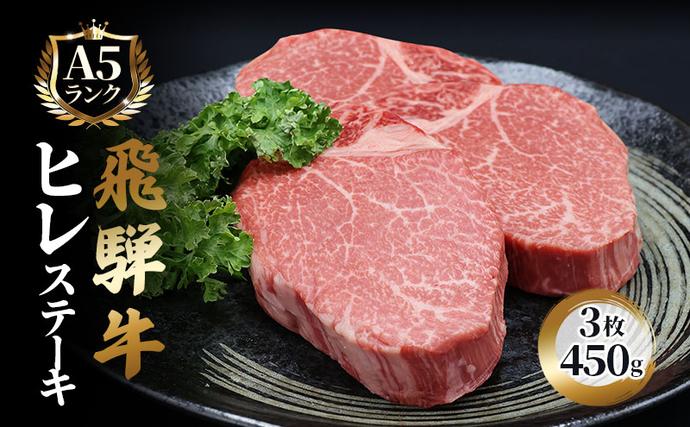 ふるさと納税 飛騨牛 牛肉 ステーキ ヒレ 150g×3枚 計450g A5 和牛 お肉 ステーキ