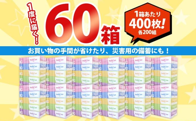 北海道倶知安町のふるさと納税 【セゾン限定】 ブライティア ソフト ボックスティッシュ 200組 400枚 60箱 日本製 まとめ買い 日用雑貨 消耗品 生活必需品 備蓄 リサイクル ティッシュ ペーパー 防災 常備品 消耗品 日用品 備蓄 送料無料 北海道 倶知安町