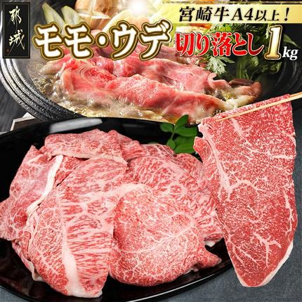 宮崎牛モモ・ウデ切り落とし1kg〔25-014〕
