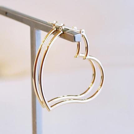 K18 イエローゴールド ハート フープ ピアス 保証書付 KO-0027 SWAD028