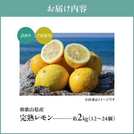 和歌山県湯浅町のふるさと納税 EA6021n_【訳あり・ご家庭用】完熟 レモン 2kg 皮まで使用可能（栽培期間中農薬不使用）