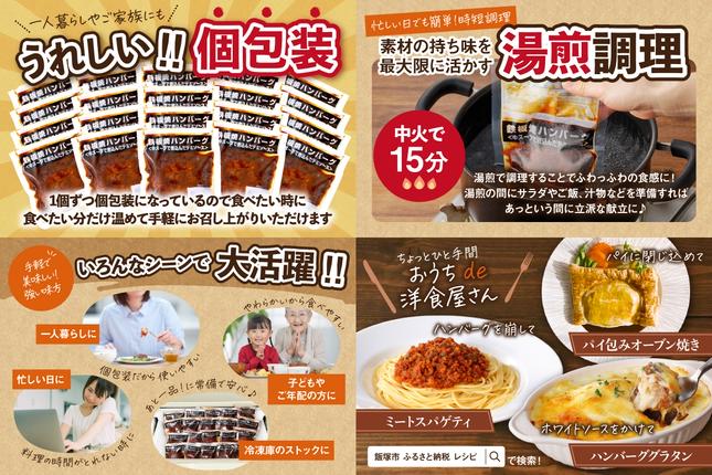 福岡県飯塚市のふるさと納税 鉄板焼ハンバーグ デミソース 20個【A6-028】