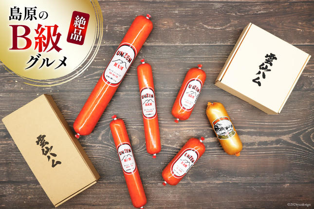 長崎県島原市のふるさと納税 FD191 雲仙ハム ソーセージ 小 300g×3本 [ 絶品 人気 ウインナー ハム 詰め合わせ おつまみ ギフト 肉 お弁当 おかず 小分け 便利 国産 豚肉 BBQ 長崎県 島原市 ]