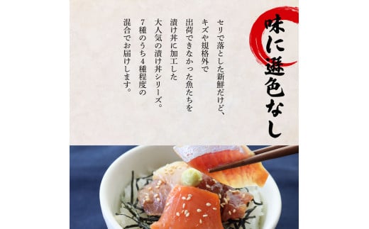 高知県田野町のふるさと納税 これが魚屋の漬け丼だ！海鮮ミックス80g×10パック 海鮮丼 マグロ 鮪 まぐろ ブリ 鰤 カンパチ タイ 鯛 ハマチ イカ サーモン どんぶり おかず 惣菜 海鮮 魚介類 新鮮 個包装 小分け