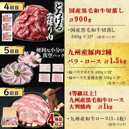 鹿児島県志布志市のふるさと納税 【定期便全6回】大満足！和牛・豚肉定期便(6ヶ月連続・総量8kg以上) t0079-001