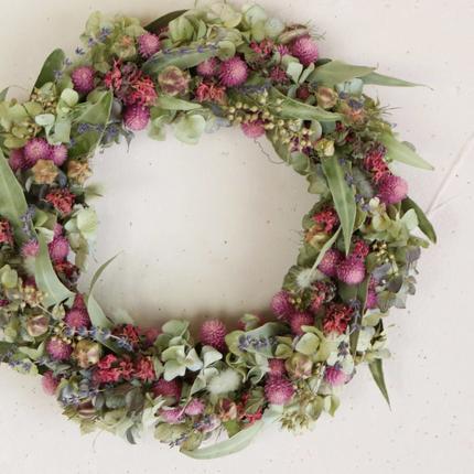 富良野 花七曜 大きなセミオーダーリース ＊ ピンク ドライフラワー