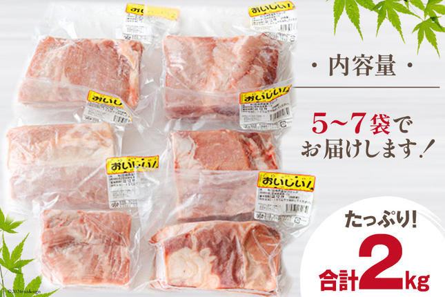 宮崎県美郷町のふるさと納税 訳あり 豚肉 豚バラ ブロック 2kg 5～7p [甲斐精肉店 宮崎県 美郷町 31as0102-a] 小分け 不揃い 冷凍 真空パック 宮崎 バラ