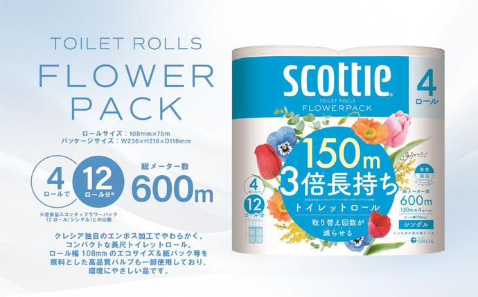 熊本県八代市のふるさと納税 【スコッティ】 トイレットロール シングル フラワーパック 3倍長持ち 48ロール 香りつき 防災備蓄 ストック 備蓄 新生活 防災 消耗品 生活用品 日用消耗品 日用品 トイレットペーパー