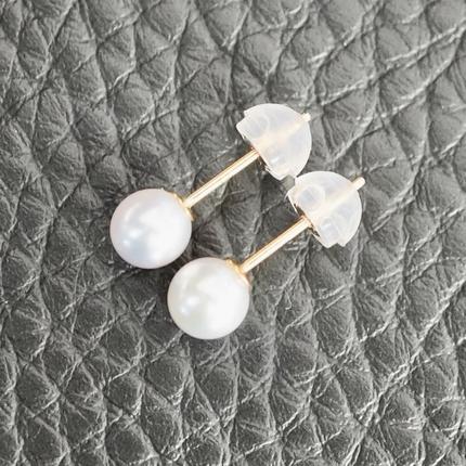 K18 イエローゴールド 本真珠 パール (5mm) ピアス 保証書付 KO-0049