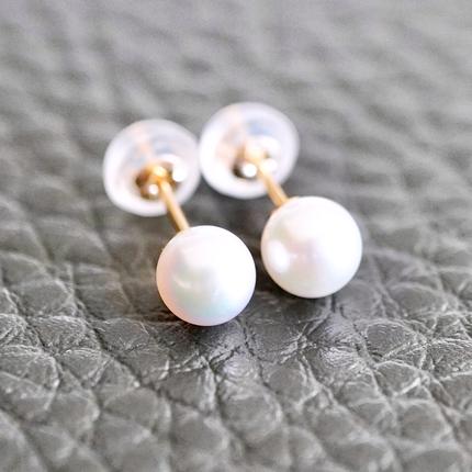 K18 イエローゴールド 本真珠 パール (5mm) ピアス 保証書付 KO-0049