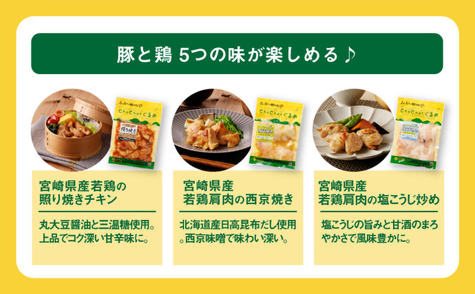 宮崎県木城町のふるさと納税 【一人暮らし応援・子育て応援・時短・お弁当】ChaChatぐるめ15個バラエティセット K16_0040_2 お弁当のおかず 簡単調理 時短 調理済み みそ豚 5種類×3 真空 国産豚肉 国産若鶏 お惣菜 冷凍 焼くだけ 一人暮らし 手軽 宮崎県産 スピード調理  送料無料