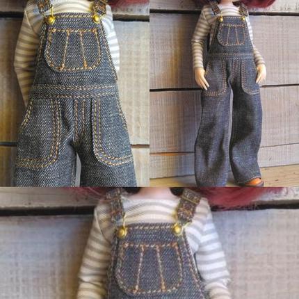ドール服 オーバーオール デニム 国産 デニム生地 丈約20cm 身幅約5cm