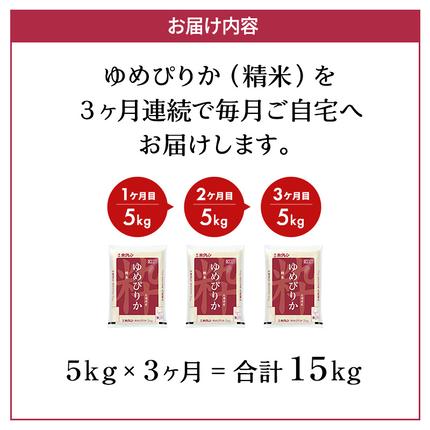 北海道仁木町のふるさと納税 3ヵ月 定期便 ホクレンゆめぴりか（精米5kg）精米 ANA機内食採用 お米 白米 国産 北海道 こめ コメ [JA新おたる]