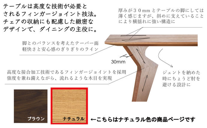 ダイニングテーブルセット ヴォルド テーブル180cm ナチュラル +