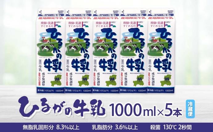 ひるがの 牛乳 1000ml 5本セット 成分無調整 岐阜県産 生乳 100％ 使用