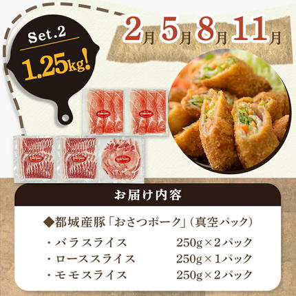 宮崎県都城市のふるさと納税 ≪隔月3回お届け≫「おさつポーク」バラエティ定期便_T33-3-1402