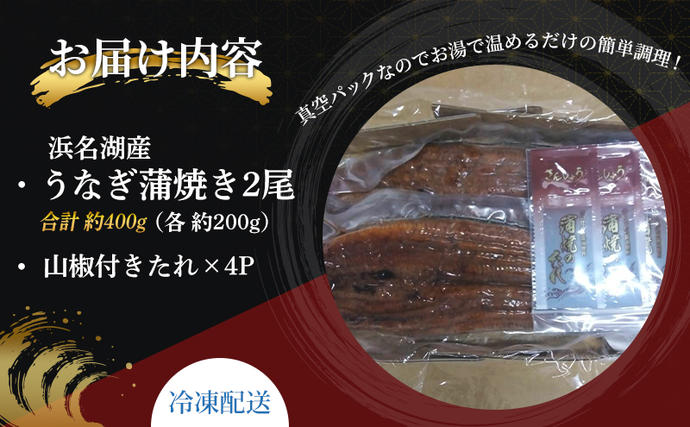 静岡県浜松市のふるさと納税 うなぎ 蒲焼き 2尾 (200g以上×2本)セット 国産 うなぎセット 国産うなぎ 浜名湖うなぎ