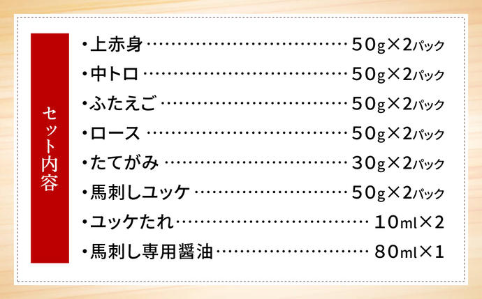 熊本県八代市のふるさと納税 熊本馬刺し 高級赤身 霜降り たてがみ など5種を贅沢に楽しむセットに馬刺しユッケ付き