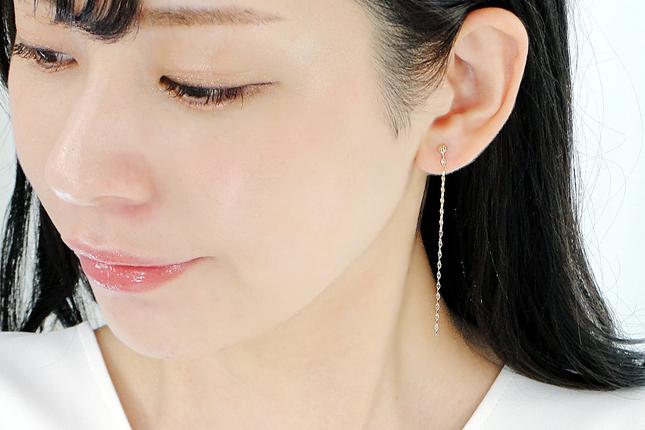 山梨県昭和町のふるさと納税 【K10YG】 エクレア チェーンピアス　EmP0019-10Y SWAV025