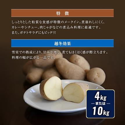 北海道池田町のふるさと納税 北海道産 熟成じゃがいも メークイン10ｋｇ 期間限定 雪室貯蔵 十勝産 ジャガイモ じゃが芋 いも 甘い