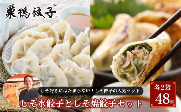巣鴨餃子 しそ水餃子としそ焼餃子 の組み合わせ 各2袋 48個 餃子 ぎょうざ ギョーザ セット 食べ比べ 冷凍 鍋 スープ おかず おつまみ お取り寄せ 豊島区 東京都