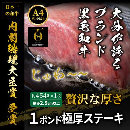 大分県国東市のふるさと納税 【A4～A5等級】まさに〃肉のエアーズロック〃おおいた和牛１ポンド極厚ステーキ・通_29365A