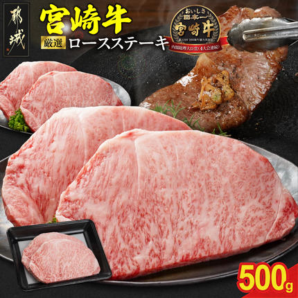 宮崎牛ロースステーキ2枚 計500g〔N2-011-500g〕 牛肉 宮崎牛 焼肉 BBQ 冷凍 焼き肉 お肉 肉