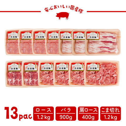 宮崎県都城市のふるさと納税 お米豚3.7kgセット_23-3101