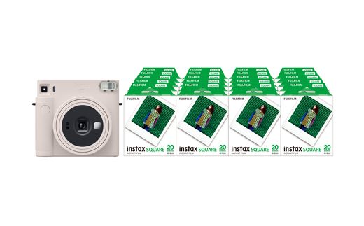 神奈川県南足柄市のふるさと納税 「インスタントカメラinstax™“チェキ”スクエアセット」instax™ スクエアフォーマットフィルム 2パック×20（合計400枚撮影可能）インスタントカメラ“チェキ”「instax SQUARE SQ1™ Chalk White」×1