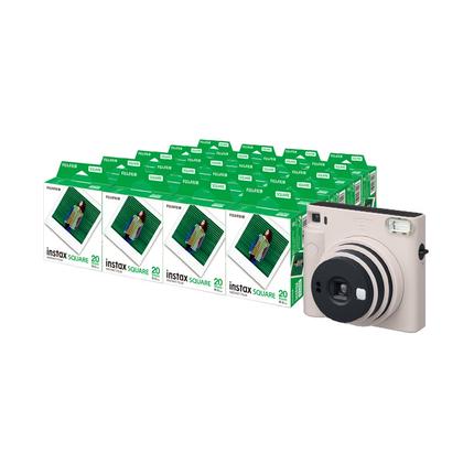 神奈川県南足柄市のふるさと納税 「インスタントカメラinstax™“チェキ”スクエアセット」instax™ スクエアフォーマットフィルム 2パック×20（合計400枚撮影可能）インスタントカメラ“チェキ”「instax SQUARE SQ1™ Chalk White」×1