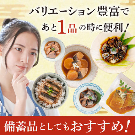 宮城県気仙沼市のふるさと納税 三陸食堂 煮魚 惣菜 セット 10種 12パック [阿部長商店 宮城県 気仙沼市 20565443] 簡単調理 レトルト 魚 レンジ 長期保存 魚料理 和食 常温保存 さんま いわし さば ぶり かつお 蒲焼 味噌煮 つみれ汁 和食 常温保存 個包装
