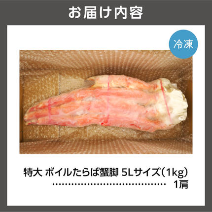 北海道石狩市のふるさと納税 特大 ボイルたらば蟹脚 5Lサイズ(冷凍総重量1.0kg×1肩)