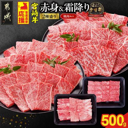 畜産農家応援! 宮崎牛焼肉2種セット250g×2パック_13-N2-002-500[肉 牛肉 人気 おすすめ 焼き肉 焼肉 BBQ]