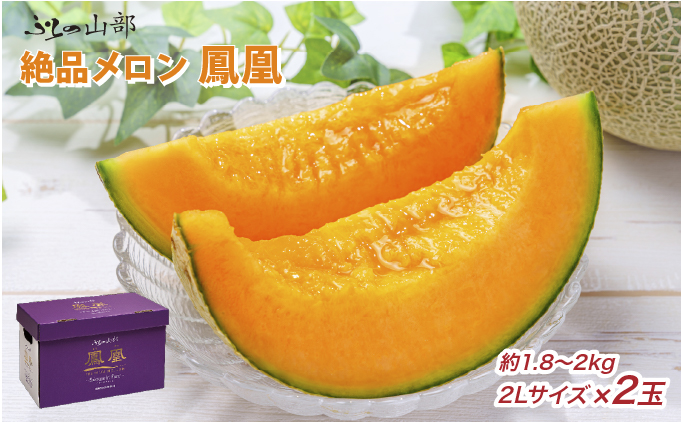 [セゾン限定][2026年6月より順次発送]ふらの山部の絶品メロン『鳳凰』 2L 2玉 計3.6kg以上(坂口農産)メロン フルーツ 果物 新鮮 甘い 贈り物 ギフト 道産 ジューシー おやつ ふらの ブランド 夏