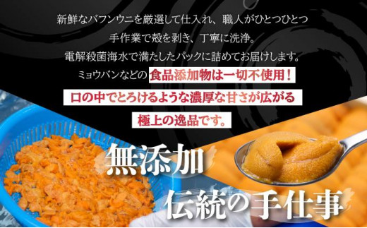 北海道伊達市のふるさと納税 【セゾン限定】訳あり 北海道 噴火湾産 塩水 バフンウニ 100g 2パック 計200g うに ウニ 雲丹 海鮮 海の幸 魚介類 ウニ丼 お寿司 濃厚 無添加 産地直送 お取り寄せ 山村水産 送料無料