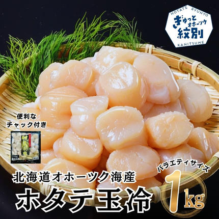 18-188 北海道オホーツク海産ホタテ玉冷バラエティサイズ(1kg
