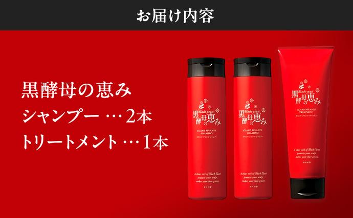 岡山県里庄町のふるさと納税 黒酵母の恵み シャンプー 2本＆ トリートメント 1本 ヘアケア 美容 コスメ 送料無料 アミノ酸
