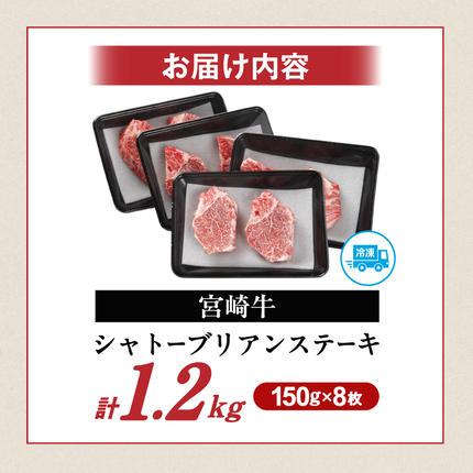 宮崎県都城市のふるさと納税 宮崎牛シャトーブリアンステーキ150gx8枚_AK-N201