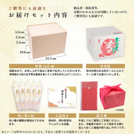 愛知県小牧市のふるさと納税 おせち【早期限定寄附額（数量限定）】千賀屋謹製　迎春おせち料理 「天寿千」和風三段重 3～4人前 全45品 冷蔵［035S27］