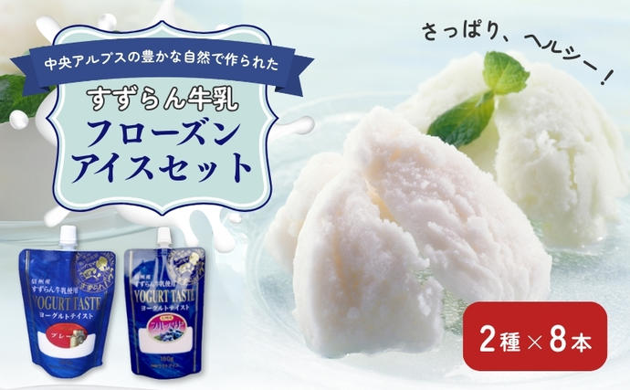 すずらん牛乳」フローズンアイスセット（2種×8本） 飲料 ブルーベリー