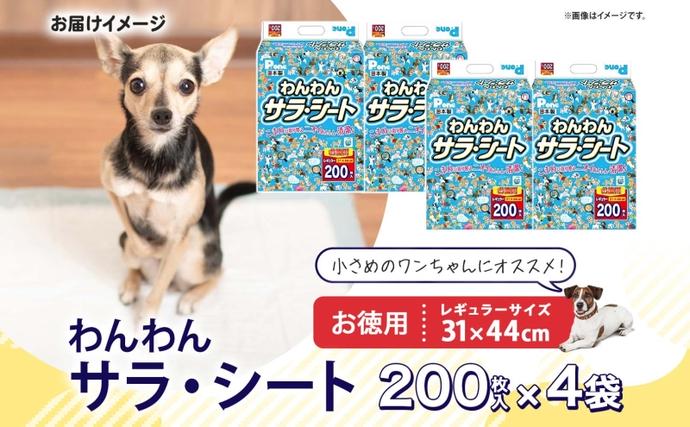 わんちゃんのペットシート&クロゼット わんわんサラ・シート お徳用レギュラー 200枚×4個 ペットシーツ