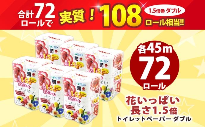 北海道倶知安町のふるさと納税 【セゾン限定】 長持ち 1.5倍巻き 花いっぱい トイレットペーパー ダブル 45ｍ 計72ロール 全18種 花柄 プリント ハーブ 香り付き 日本製 まとめ買い 防災 常備品 ペーパー エコ 日用雑貨 消耗品 備蓄 送料無料 北海道 倶知安町 日用品