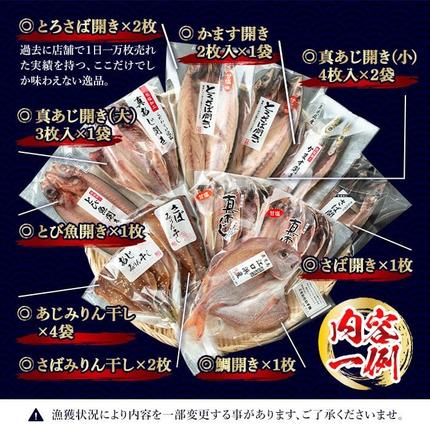 鹿児島県日置市のふるさと納税 No.203-A 旬の厳選！干物詰合せ(計24枚) 干物 旬 アジ サバ トビウオ かます みりん干し タイ 詰め合わせ セット 魚介類【みのだ食品】