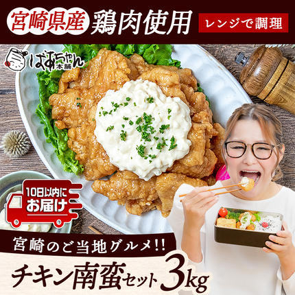 宮崎県都城市のふるさと納税 宮崎県産鶏チキン南蛮3.0kgセット≪みやこんじょ特急便≫_17-1508-Q